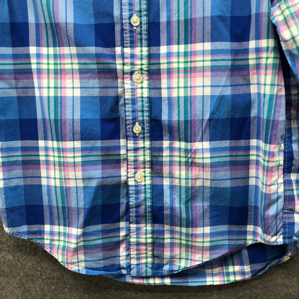 Polo Ralph Lauren Boys Size 8 Long Sleeve Button Down Shirt Blue Plaid